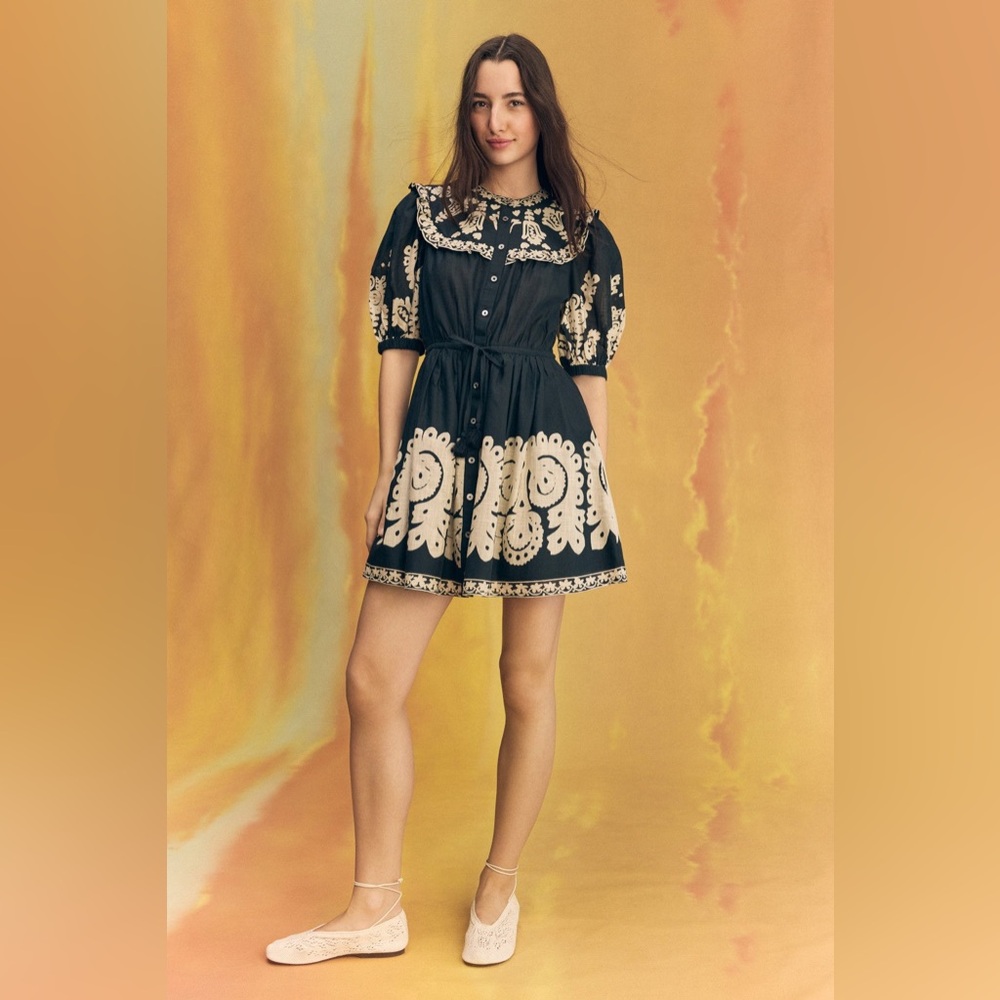 Sea New York Black and Cream Midi Dress